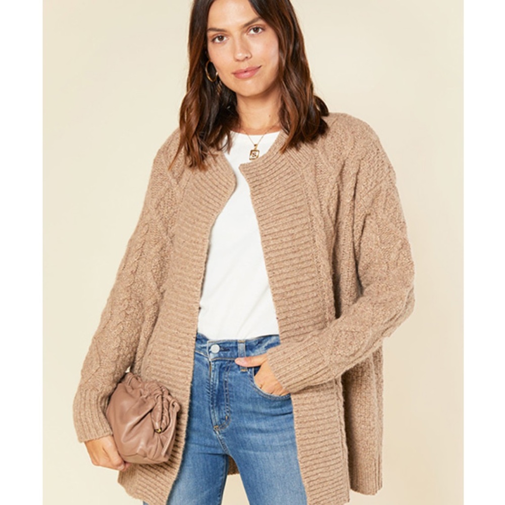 Outerknown Tan Cable Knit Cardigan